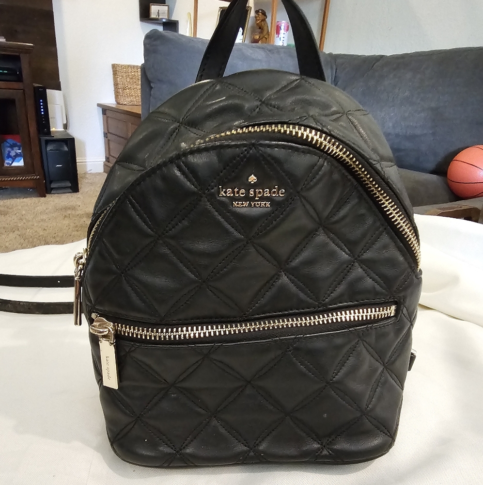 Small Kate Spade Black Quilted Backpack